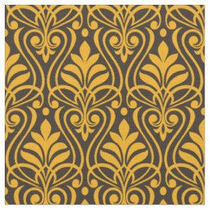 Tissu Art Déco Motif 01 - Vivid Gamboge sur Deco Black
