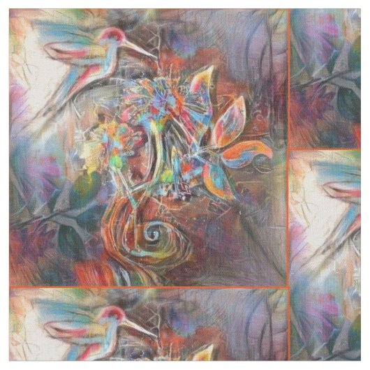 Tissu Art doux de pastels de vol de colibri (Fermer)