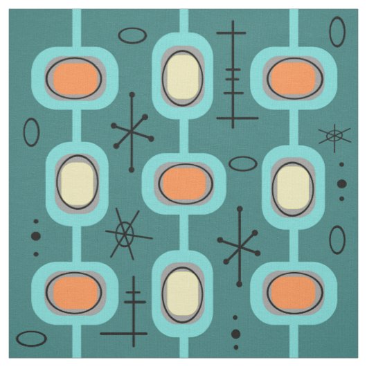 Tissu Art géométrique de l'ère spatiale Turquoise (Échantillon)