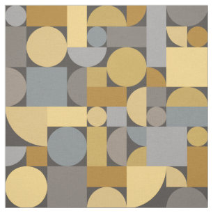 Tissu Art géométrique rétro gris jaune