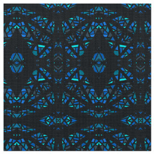Tissu Art Gouache Abstrait Bleu Spectroscopique