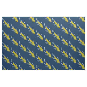Tissu Art japonais pour aquarelle de poissons jaunes de