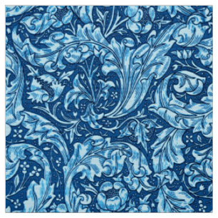 Tissu Art nouveau Acanthus Feuilles et fleurs, ciel bleu