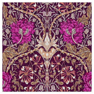 Tissu Art Nouveau floral, prune, beige et Deep Purple