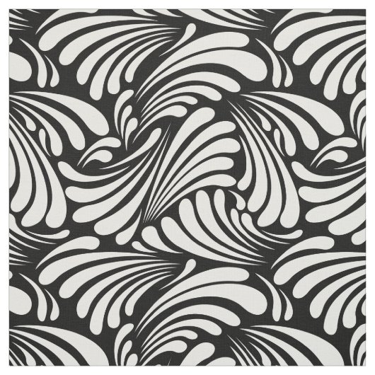 Tissu Art nouveau noir et blanc (Échantillon)