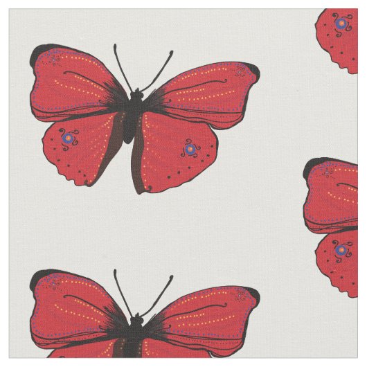 Tissu Art rouge de papillon (Fermer)