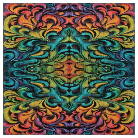 Tissu Art vibrant tourbillon multicolore (Échantillon)