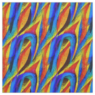 Tissu Artistique norvégien peint à la main bleu abstrait