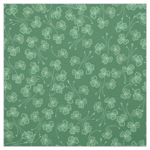 Tissu Assez shamrocks décrits par blanc sur vert-foncé