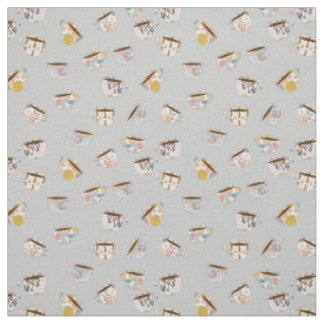 Tissu Assortiment de tasses de thé et de café en gris
