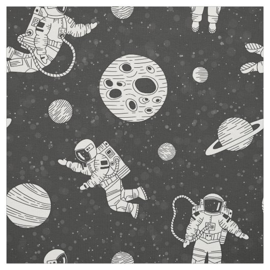 Tissu Astronautes dans l'espace noir et blanc (Échantillon)