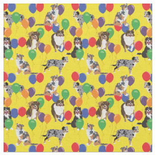 Tissu Aussies Australian Shelpherds et Balloons du Parti