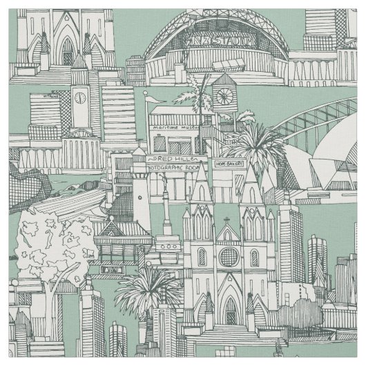 Tissu Australia toile de jouy balsam duck egg (Échantillon)