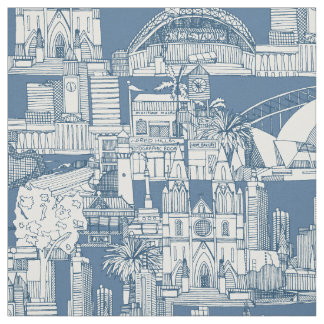 Tissu Australia toile de jouy cobalt denim