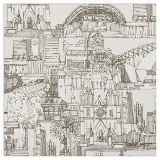 Tissu Australia toile de jouy tea strong white