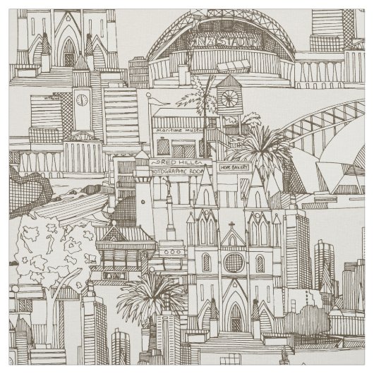 Tissu Australia toile de jouy tea strong white (Échantillon)