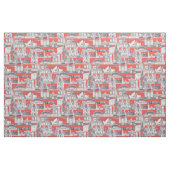 Tissu Australie toile de Jouy rouge mûre (Yard)