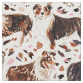 Tissu AUSTRALIEN SHEPHERD Painterly Watercolor Chien (Fermer)