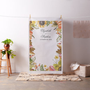 Tissu Automne Feuilles Citrouille Mariage Photo Booth fo