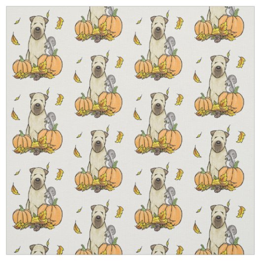 Tissu Automne Roue Terrier (blé 1b2) Citrouille mignon (Échantillon)