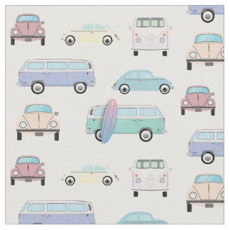 Tissu Automobile Pastel Slug Bug et bus