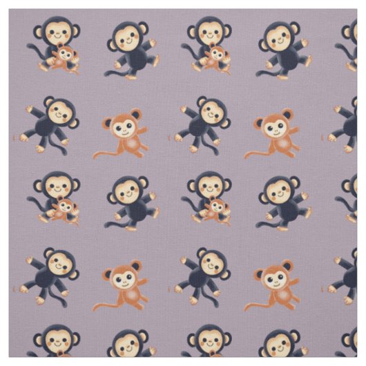 Tissu avec de mignons singes (Échantillon)