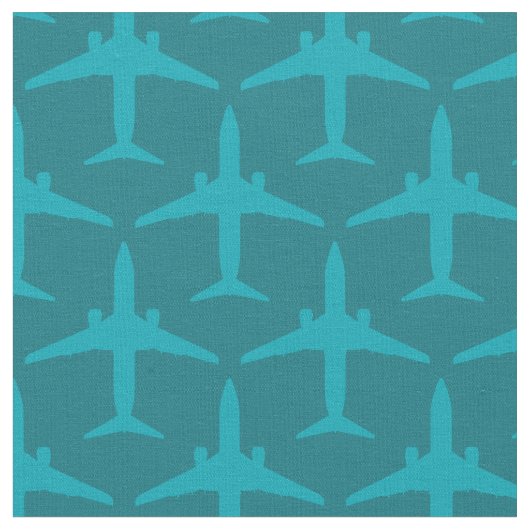 Tissu Avion graphique en Aqua Blue (Fermer)