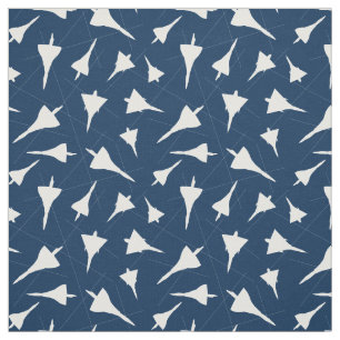 Tissu Avion Motif Bleu Blanc Supersonique