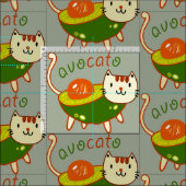 Tissu Avocat à chat mignon "Avocato" (Carreau)