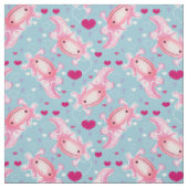 Tissu Axolotl Love rose et bleu (Échantillon)