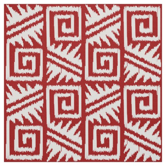 Tissu Aztèque d'Ikat - rouge-foncé et blanc (Échantillon)