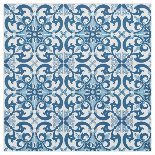 Tissu Azulejo Fleur de Lis Style Pattern (Échantillon)
