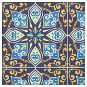 Tissu azulejos jaune et bleu (Fermer)