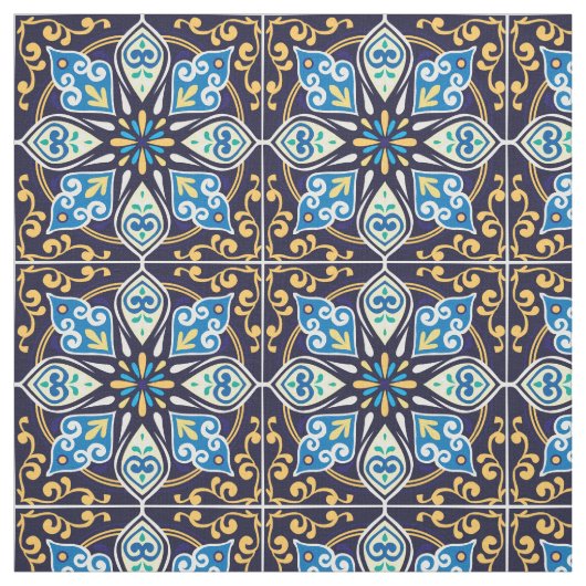 Tissu azulejos jaune et bleu (Échantillon)