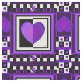 Tissu B&W Purple Hearts Beating (Fermer)