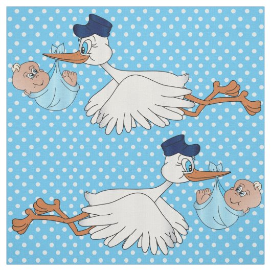 Tissu Baby Boy Stork Design Motif (Échantillon)