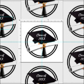 Tissu Bac de graduation avec cercle noir (Carreau)