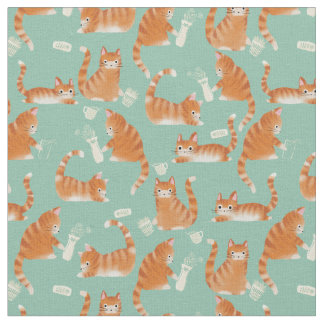 Tissu Bad Orange Tabby Chats Qui Frappe Des Choses
