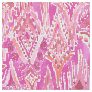 Tissu BAISSES d'aquarelle rose tribale de Boho Ikat de