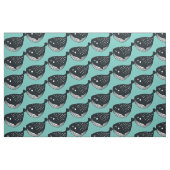 Tissu Baleine d'art populaire sur sarcelle (Fat Quarter)