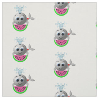 Tissu Baleine mignonne et pastèque