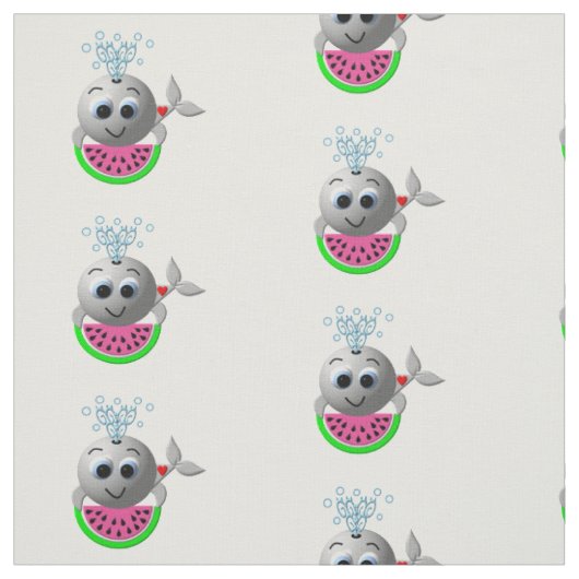 Tissu Baleine mignonne et pastèque (Échantillon)