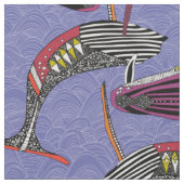 Tissu baleines à bosse bleu pervenche (Fermer)
