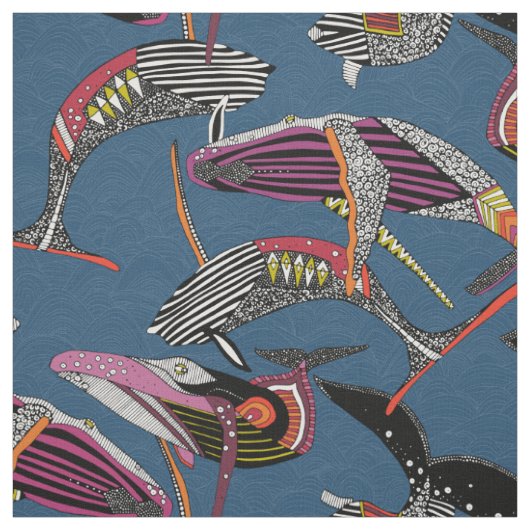 Tissu baleines à bosses cobalt (Échantillon)