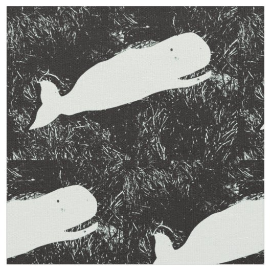 Tissu baleines blanches de natation sur le noir (Fermer)