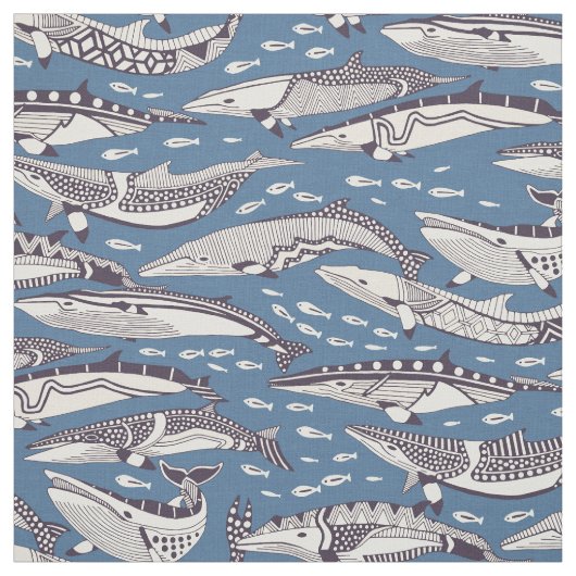 Tissu baleines de Minke denim mûre (Échantillon)