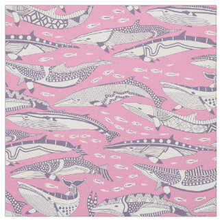 Tissu baleines de Minke violet pastel magenta