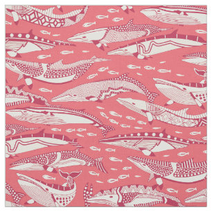 Tissu baleines de Minke viva magenta rose rose