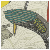 Tissu baleines et vagues audacieuses (Fermer)