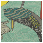 Tissu baleines et vagues jade (Fermer)